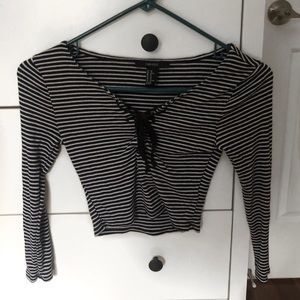 3/$20 Striped Long Sleeve Crop Top